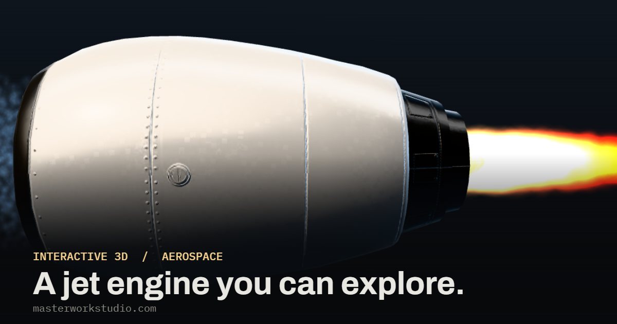 Preview of the interactive jet engine demo, showing its engine housing and exhaust.